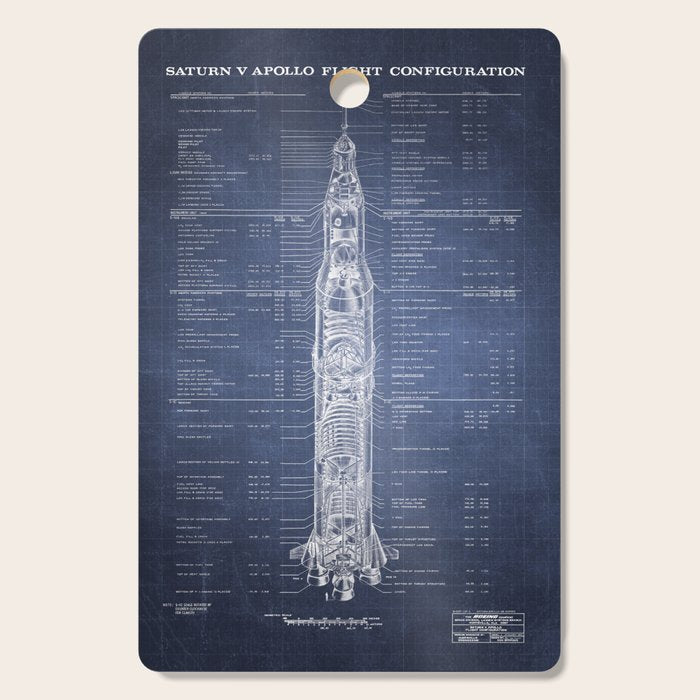Apollo 11 Saturn V Blueprint in High Resolution (dark blue) Cutting Board Gallery Image 1