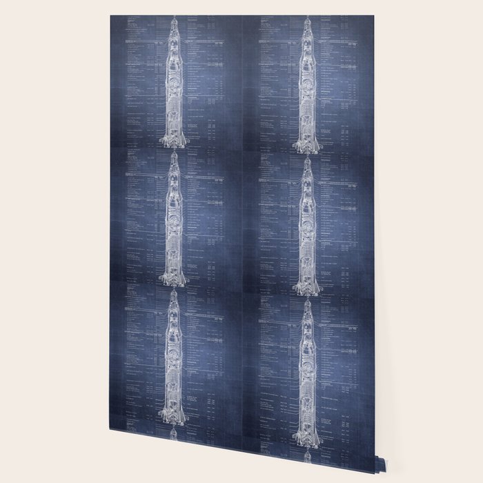 Apollo 11 Saturn V Blueprint in High Resolution (dark blue) Wallpaper Gallery Image 2
