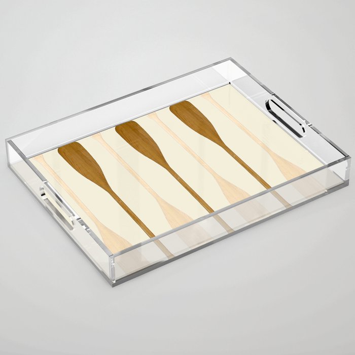 Canoe Paddle Stripes Neutral Acrylic Tray Gallery Image 1