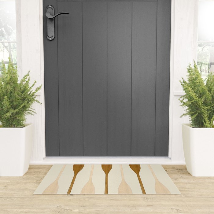 Canoe Paddle Stripes Neutral Welcome Mat Gallery Image 3