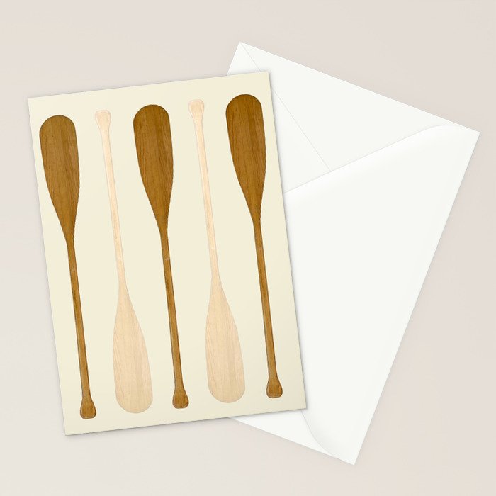 Canoe Paddle Stripes Neutral Stationery Card Gallery Image 2