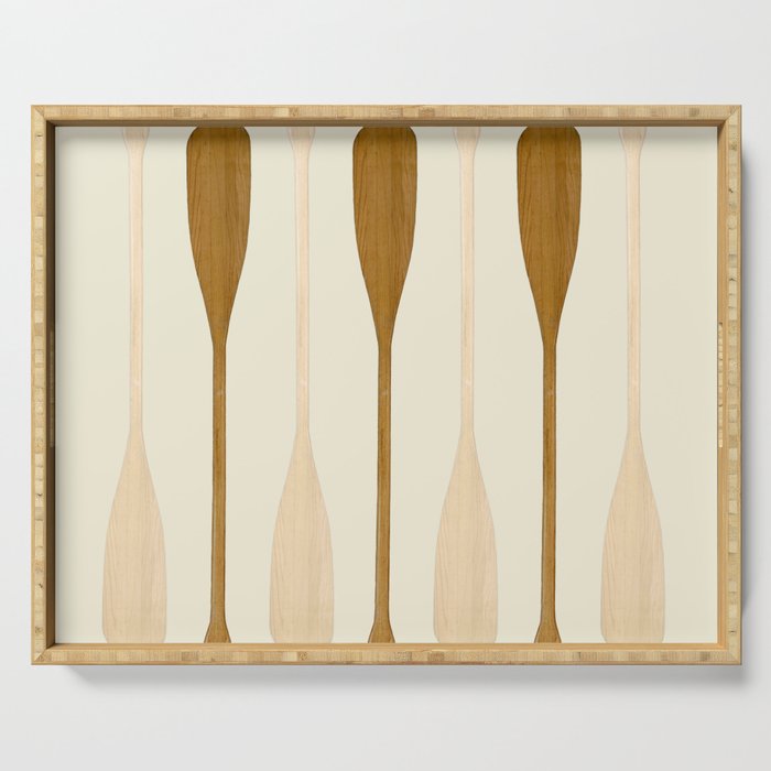 Canoe Paddle Stripes Neutral Serving Tray Gallery Image 1