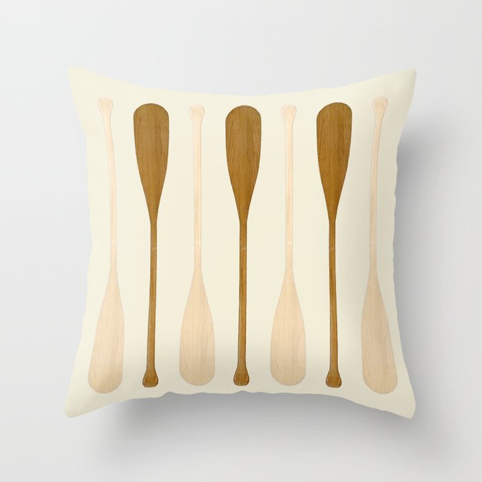 Canoe Paddle Stripes Neutral Throw Pillow Gallery Image 1