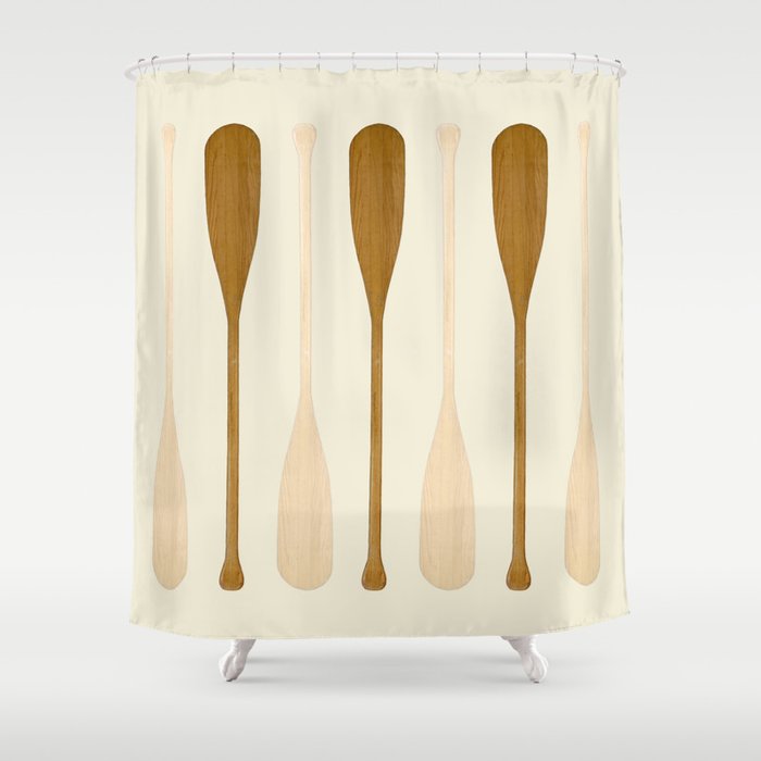 Canoe Paddle Stripes Neutral Shower Curtain Gallery Image 1
