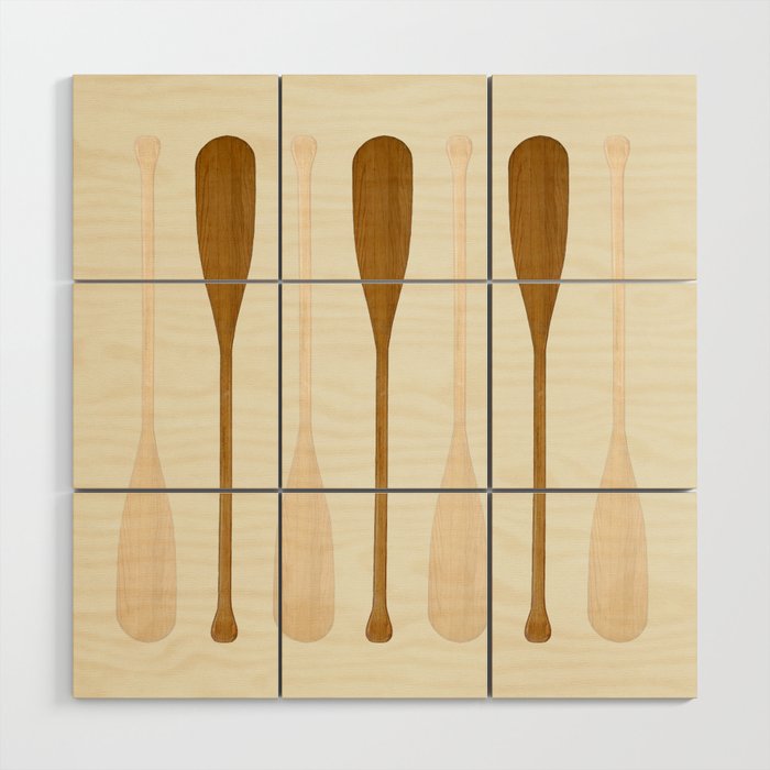 Canoe Paddle Stripes Neutral Wood Wall Art Gallery Image 1