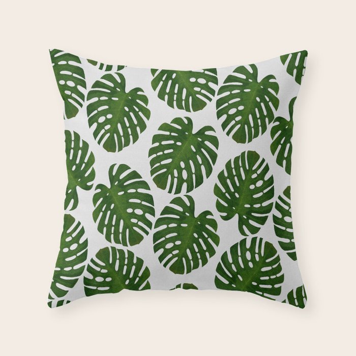 Monstera Leaf III Throw Pillow Gallery Image 6