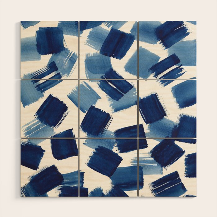 Indigo Brush Strokes | No.1 Wood Wall Art Gallery Image 1