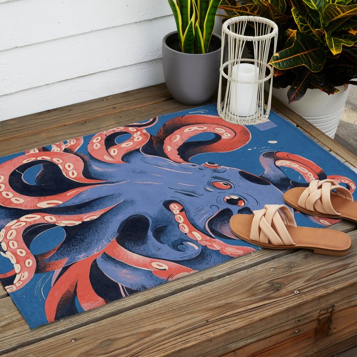 Oceanic Life - Octopus Outdoor Rug Gallery Image 2