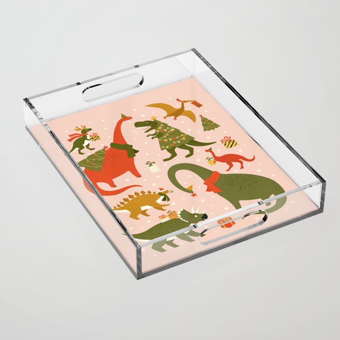Tyrannosaurus and Dinosaurs Christmas Tree Rex Acrylic Tray Gallery Image 1