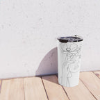 Minimal Line Art Woman with Flowers II Travel Mug Gallery Image 4