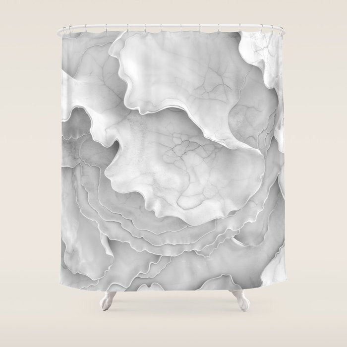 Organic 3D Sculpture White Shower Curtain Gallery Image 1