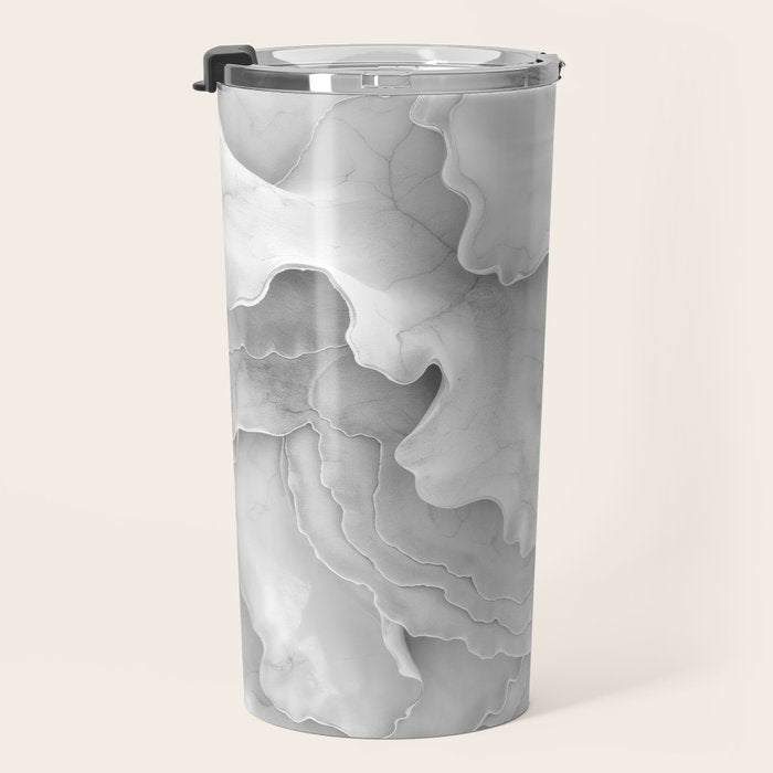 Organic 3D Sculpture White Travel Mug Gallery Image 3
