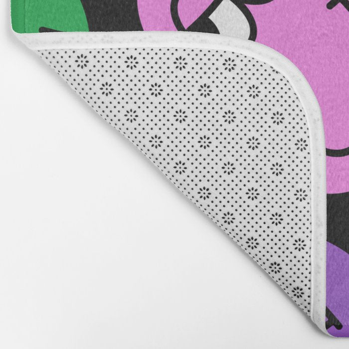 Colorful retro smiling face cartoon pattern Bath Mat Gallery Image 2