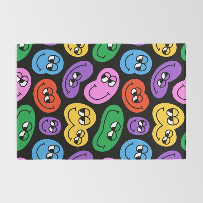 Colorful retro smiling face cartoon pattern Rug Gallery Image 2