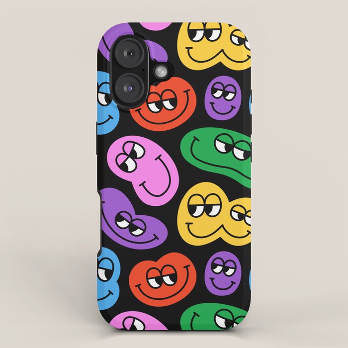 Colorful retro smiling face cartoon pattern iPhone Case Gallery Image 1