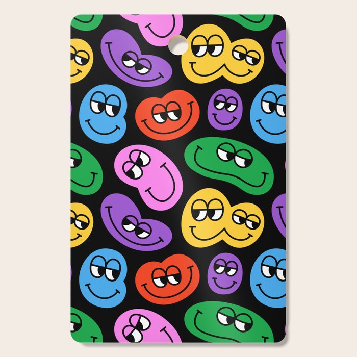 Colorful retro smiling face cartoon pattern Cutting Board Gallery Image 1