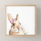 Bunny with a Pink Hair Bow. Watercolor Painting Mini Art Print Gallery Image 1