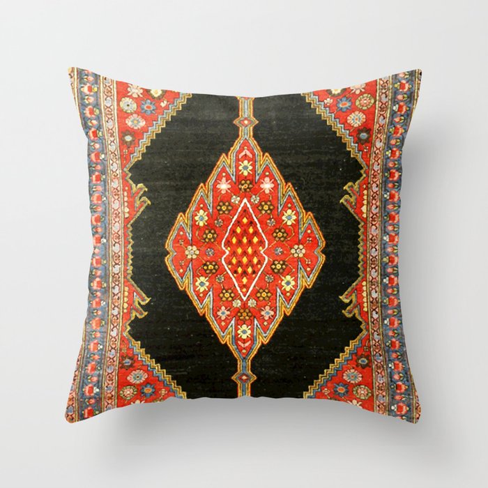 Hamedan Antique Persian Rug Print Throw Pillow Gallery Image 6