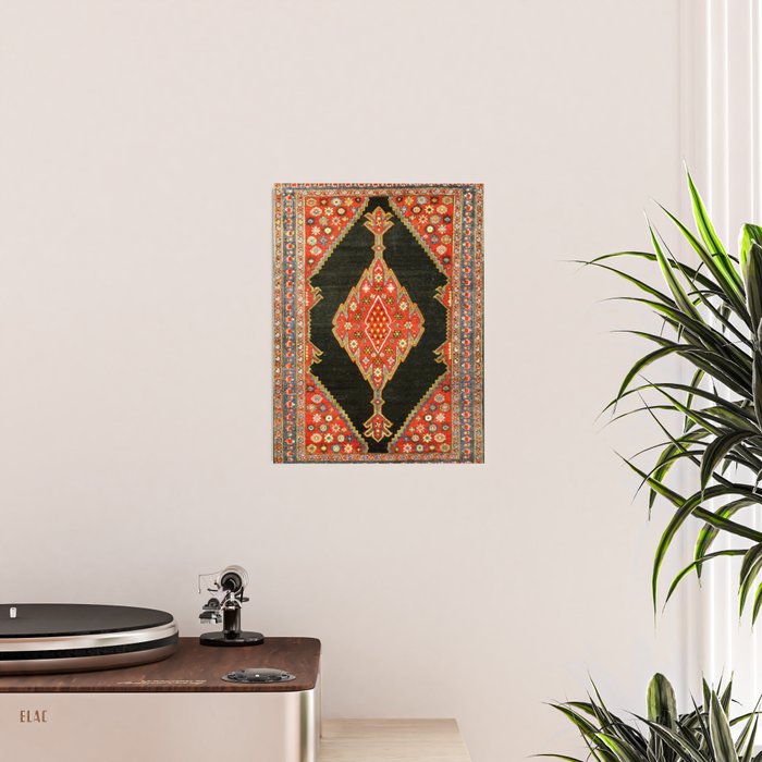 Hamedan Antique Persian Rug Print Poster Gallery Image 2