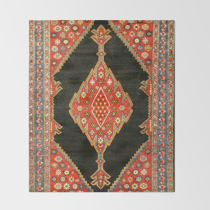 Hamedan Antique Persian Rug Print Throw Blanket Gallery Image 2