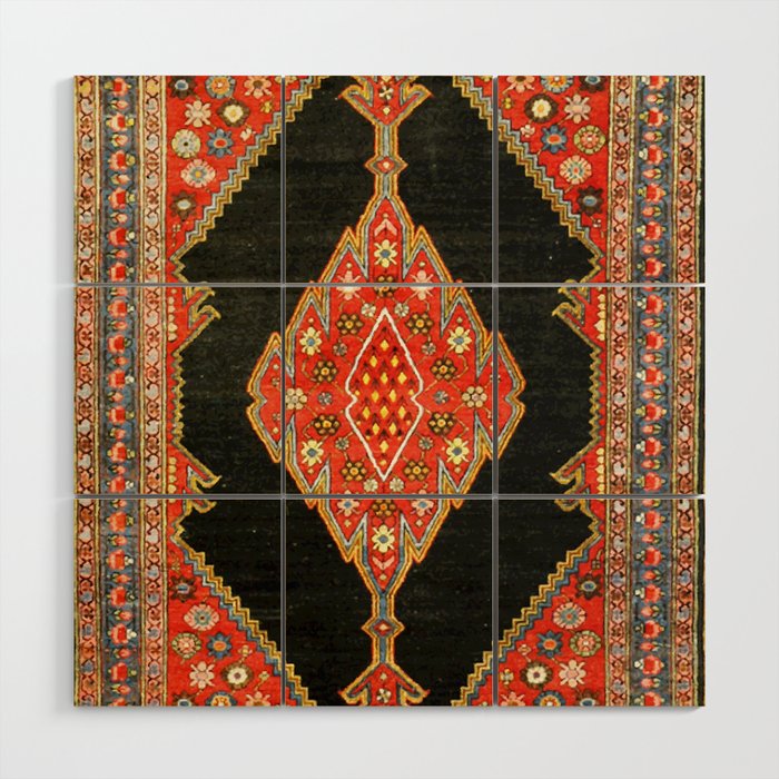 Hamedan Antique Persian Rug Print Wood Wall Art Gallery Image 1