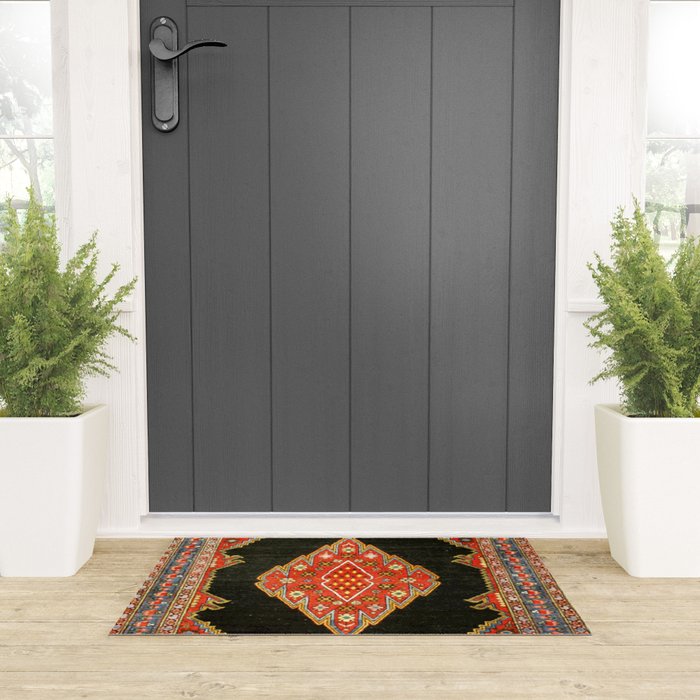 Hamedan Antique Persian Rug Print Welcome Mat Gallery Image 3