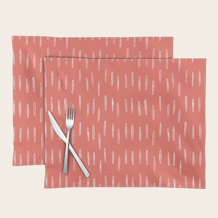 Boho, Raindrop, Mudcloth, Coral Placemat Gallery Image 1
