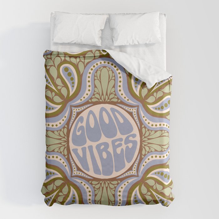 Groovy Good Vibes Typography Duvet Cover Gallery Image 6