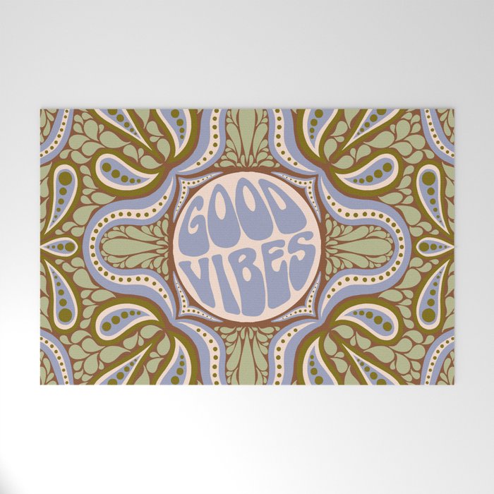 Groovy Good Vibes Typography Welcome Mat Gallery Image 1