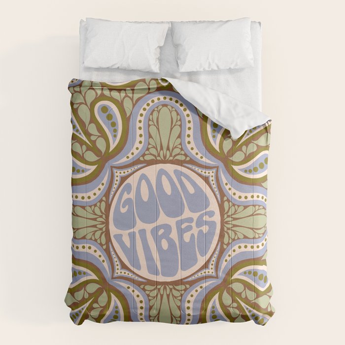 Groovy Good Vibes Typography Comforter Gallery Image 6