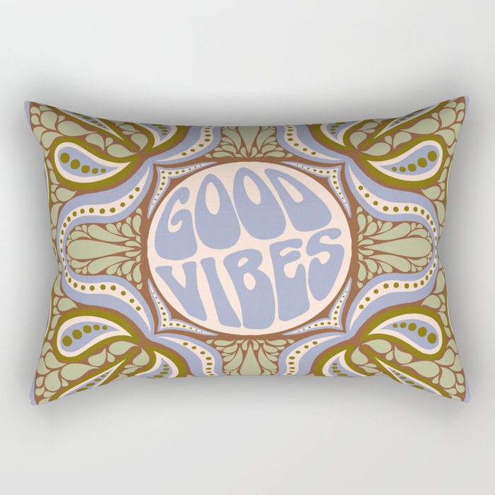 Groovy Good Vibes Typography Rectangular Pillow Gallery Image 2