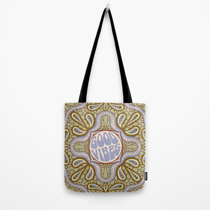 Groovy Good Vibes Typography Tote Bag Gallery Image 2