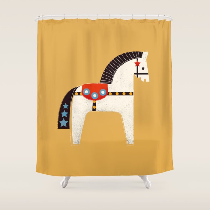 Festive Pony - illustration Shower Curtain Gallery Image 1