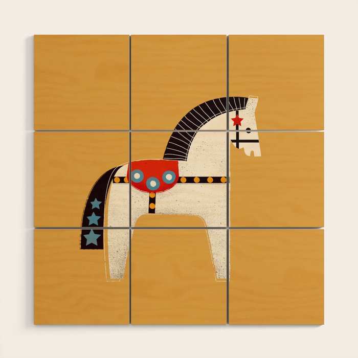 Festive Pony - illustration Wood Wall Art Gallery Image 1