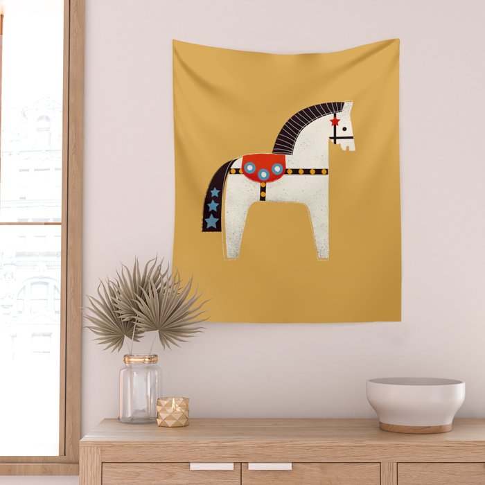 Festive Pony - illustration Wall Tapestry Gallery Image 2