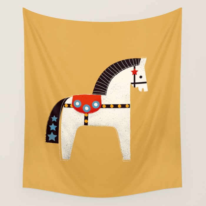 Festive Pony - illustration Wall Tapestry Gallery Image 1