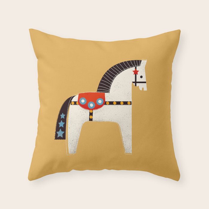 Festive Pony - illustration Throw Pillow Gallery Image 6