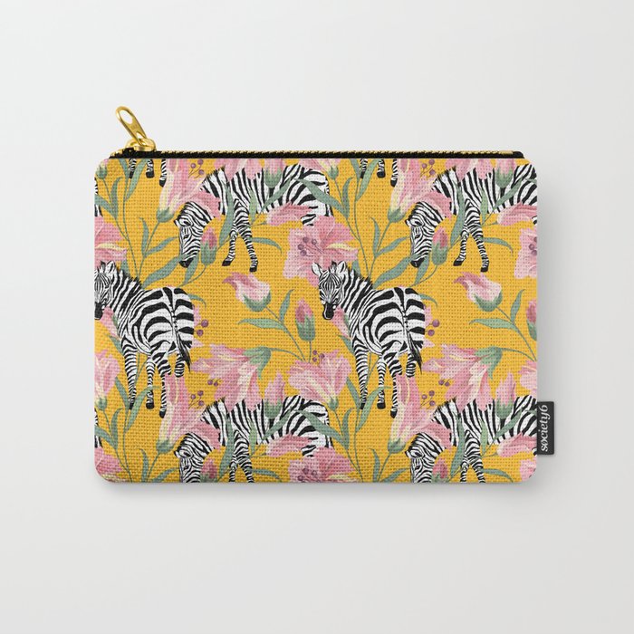 Striped For Life | Zebra Mango Forest | Modern Bohemian Wildlife Jungle | Botanical Nature Carry All Pouch Gallery Image 1