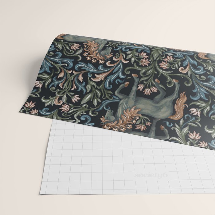 Whimsical Horses Botanicals II Wrapping Paper Gallery Image 2