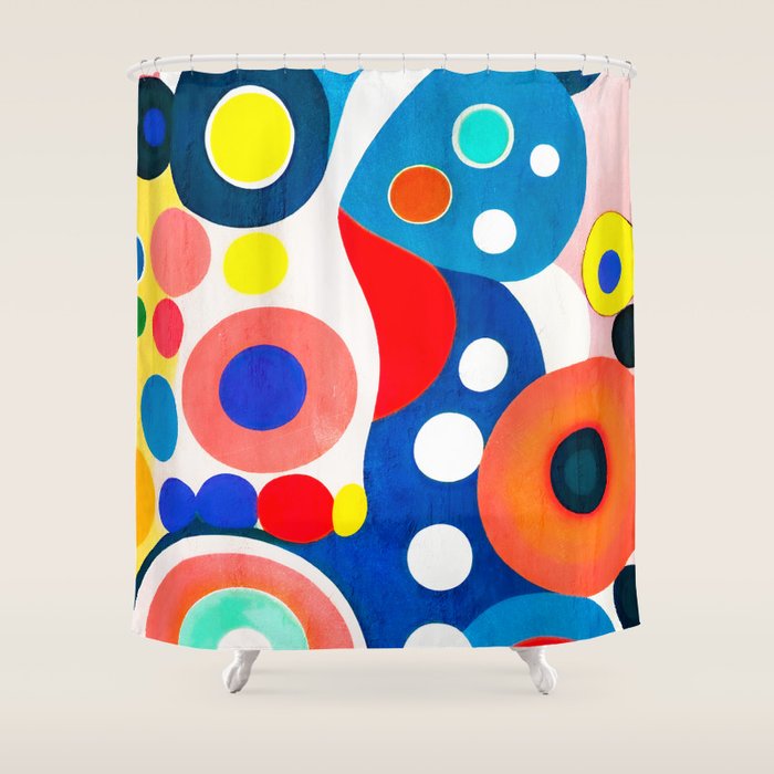Circles: Colorful Mid Century Abstraction Shower Curtain Gallery Image 1