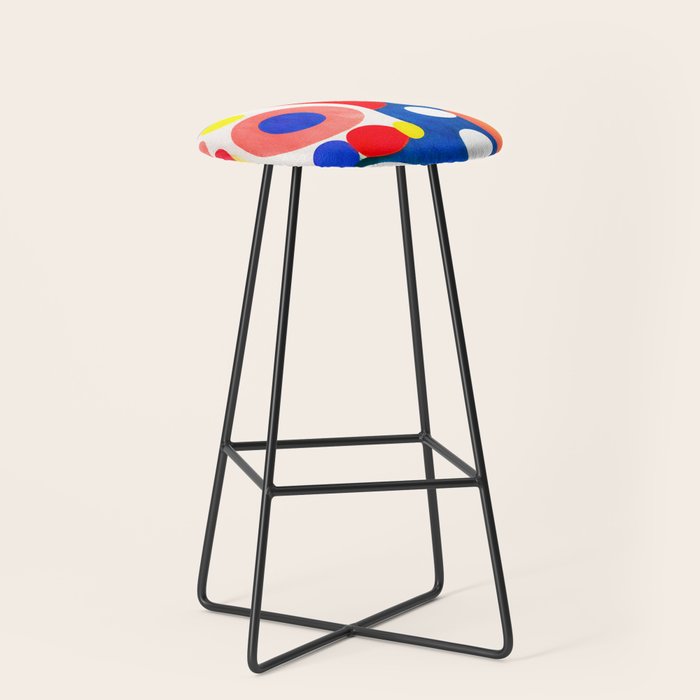 Circles: Colorful Mid Century Abstraction Stool Gallery Image 1