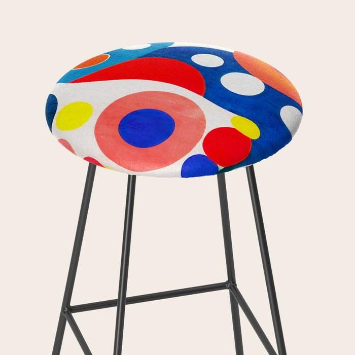 Circles: Colorful Mid Century Abstraction Stool Gallery Image 2