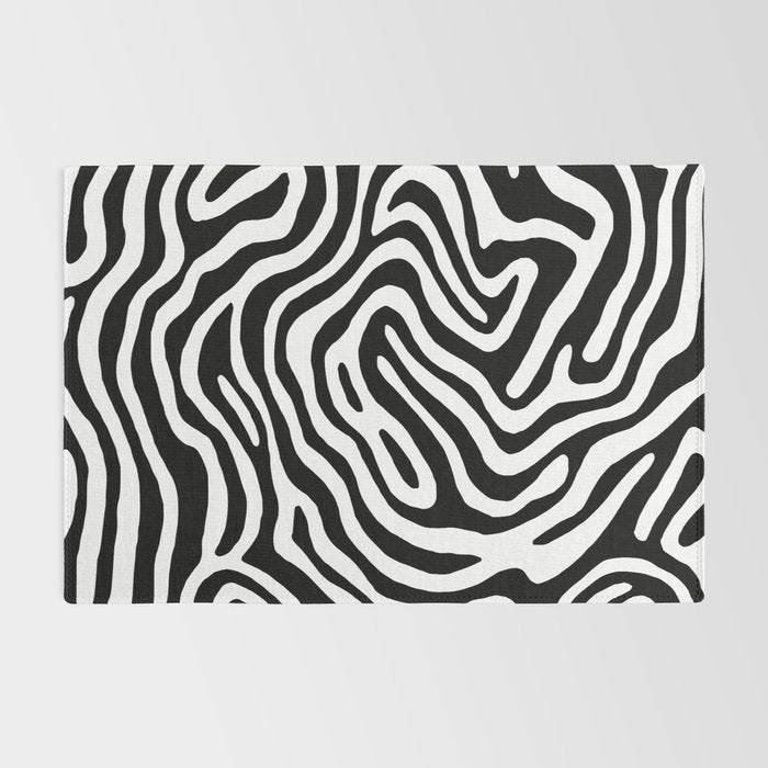 Black and white zebra stripe print art pattern Rug Gallery Image 2