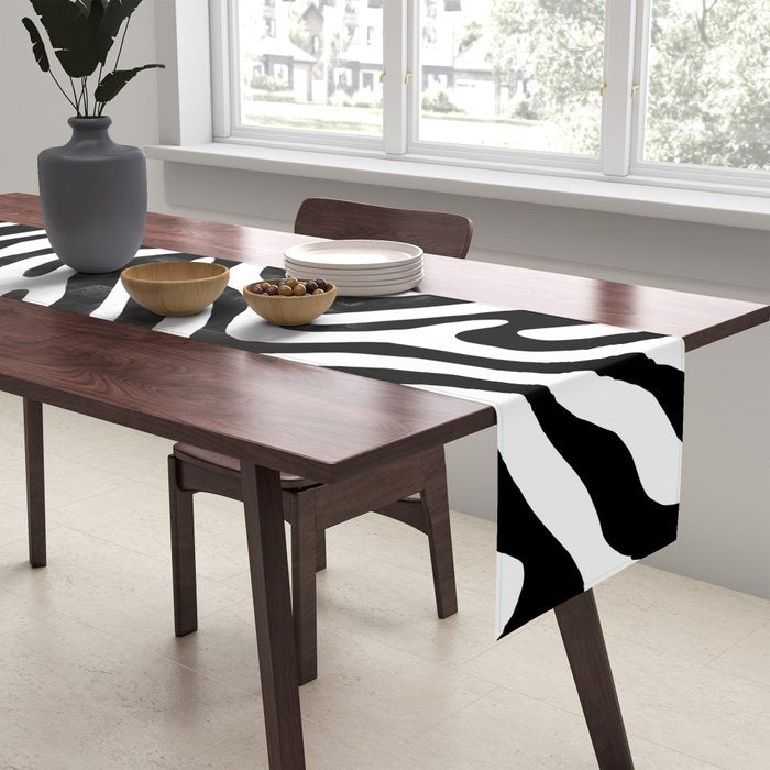 Black and white zebra stripe print art pattern Table Runner Gallery Image 2