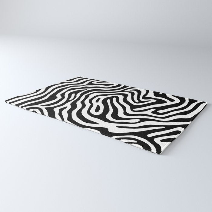Black and white zebra stripe print art pattern Rug Gallery Image 3
