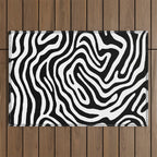 Black and white zebra stripe print art pattern Outdoor Rug Gallery Image 1