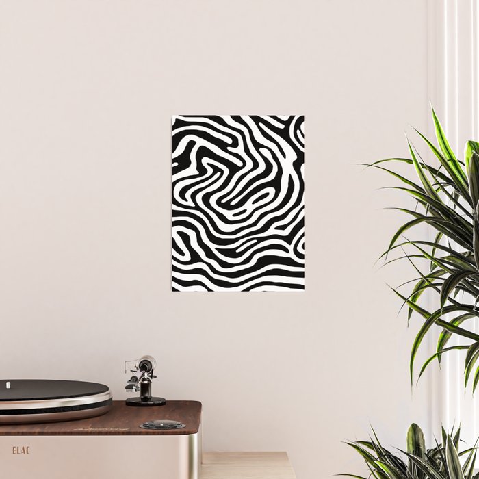 Black and white zebra stripe print art pattern Poster Gallery Image 2