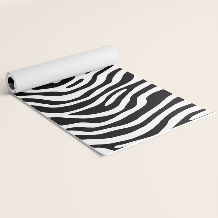 Black and white zebra stripe print art pattern Yoga Mat Gallery Image 2