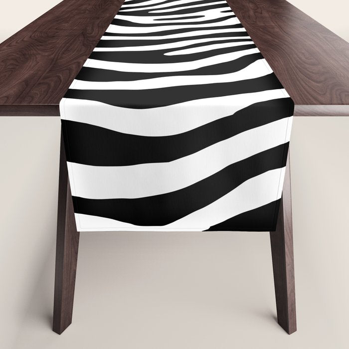 Black and white zebra stripe print art pattern Table Runner Gallery Image 1