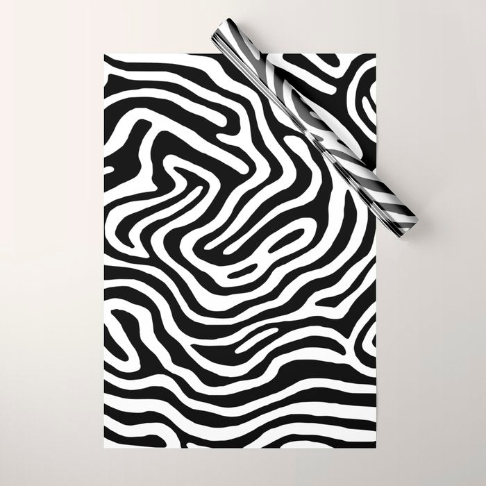 Black and white zebra stripe print art pattern Wrapping Paper Gallery Image 1